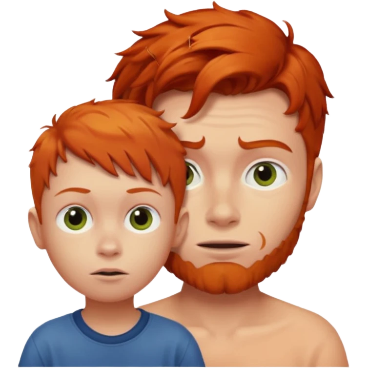 A weird red head ginger with baby oil looking at a little boy emoji