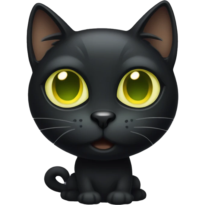 black cat with greenish yellow upturned eyes full body emoji