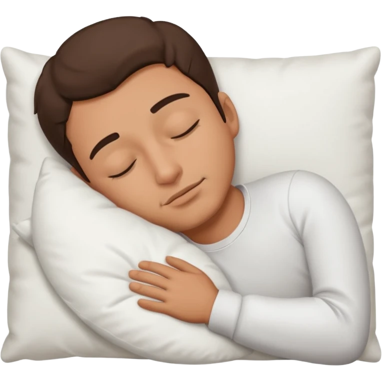 sleeping man with oput pillow emoji
