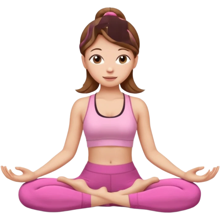Girl with light brown hair doing yoga in pink yoga clothes emoji