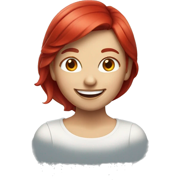 Girl with cherry red hair smiling emoji