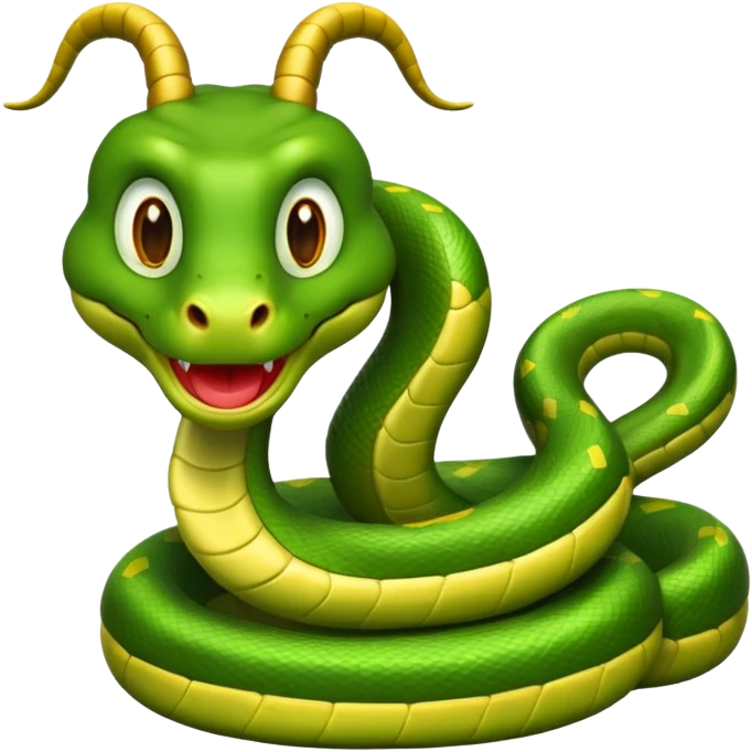 Green Cartoon snake with horns  emoji