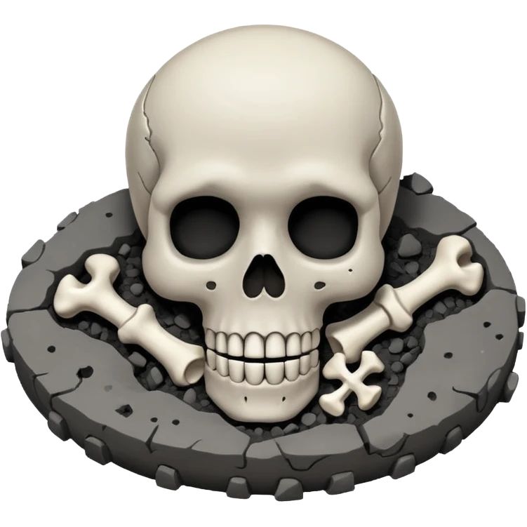 a pile of ashes with a skeletal smile emoji