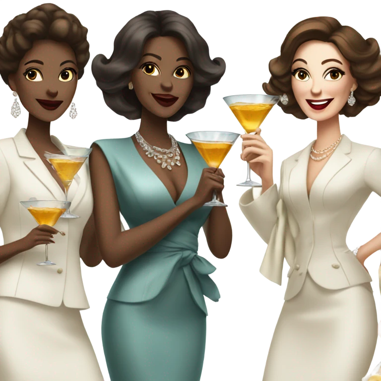 rich white women friends sipping martinis brunettes emoji