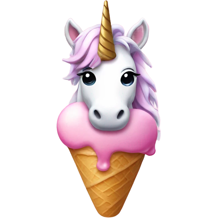 Unicorn holding pink ice cream emoji