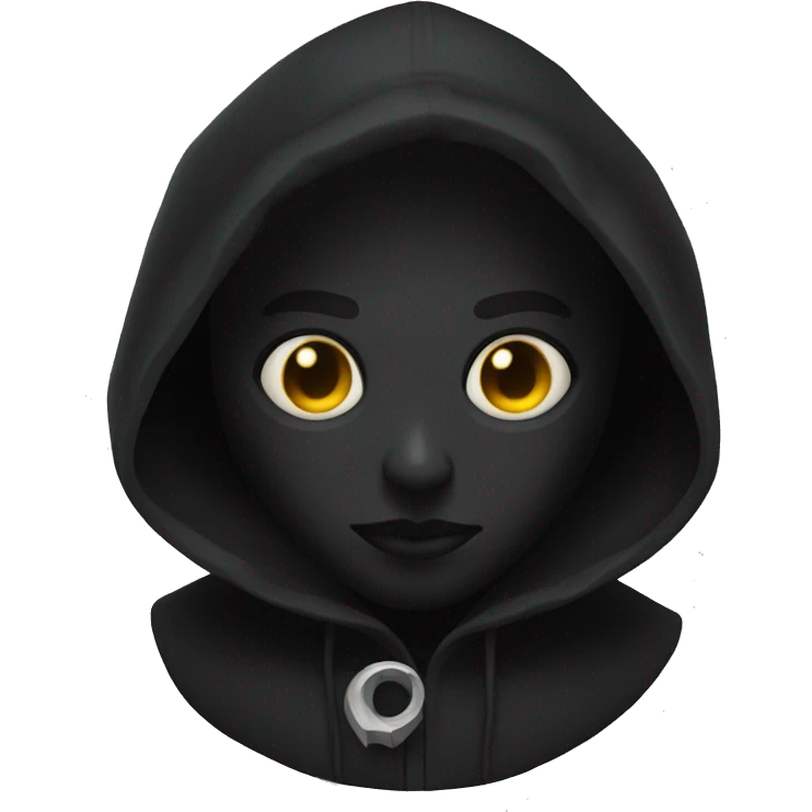 black figure with a hood and a scythe eyes spiral emoji