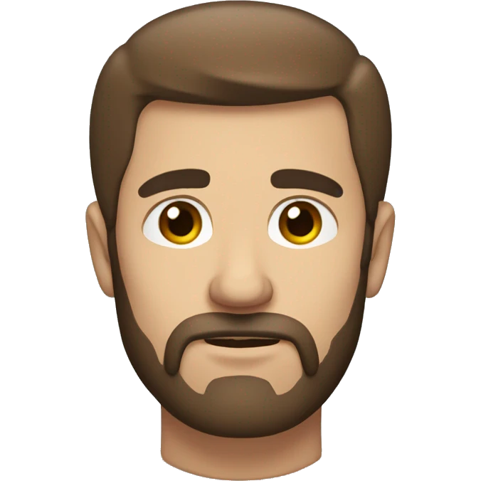 man head, furrowed eyebrows, short brown hair, beard emoji