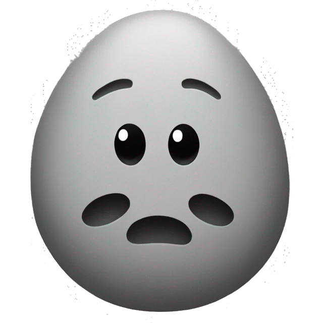 a pebble with four legs and sad face emoji