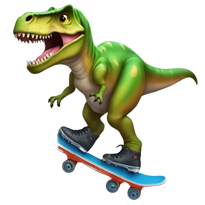 T rex wearing skates emoji