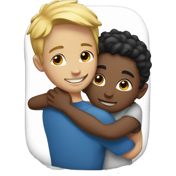 Ebony & white boy hugging  emoji