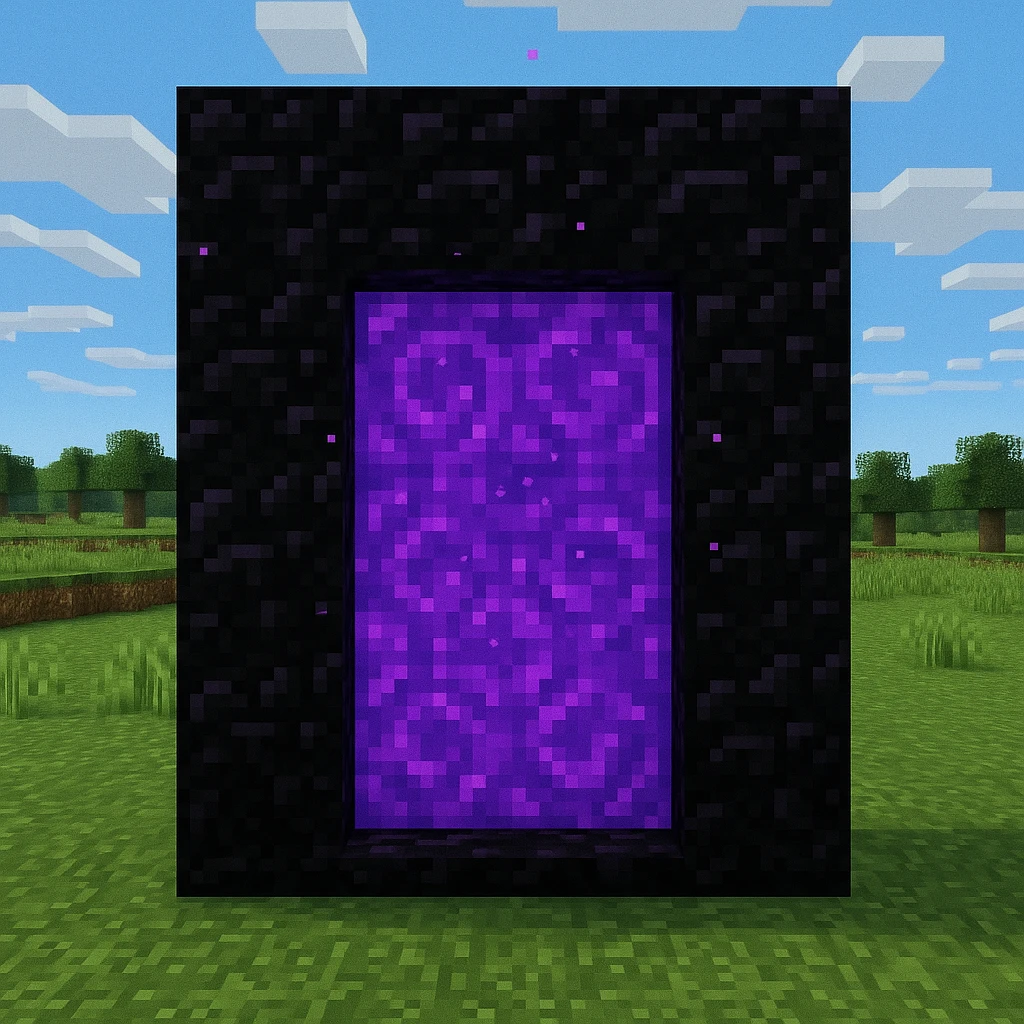 Minecraft-style purple portal with black frames emoji