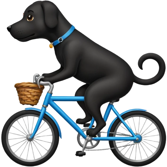 Black dog riding bike emoji