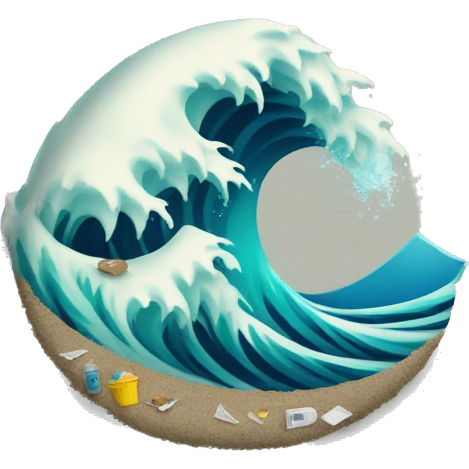 wave with trash inside emoji