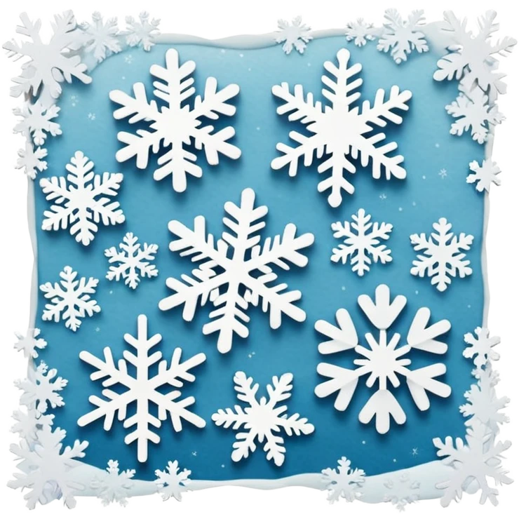 Falling snowflakes, felt texture, scrapbooking emoji