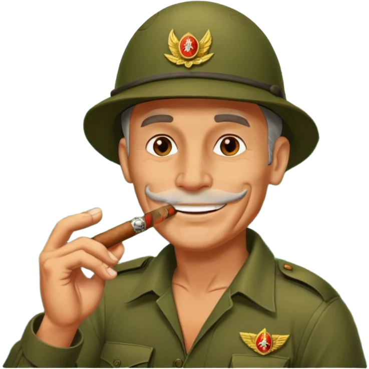 old school jungle commando smoking a cigar with a grin emoji