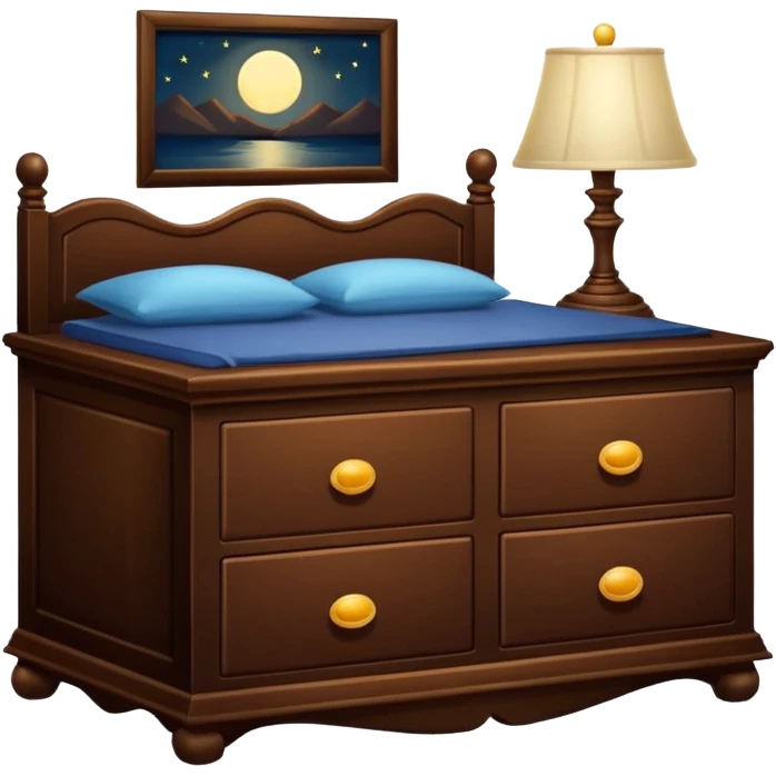 Cupboard-commode-drawer-night-bed-stand with a night lamp on  emoji