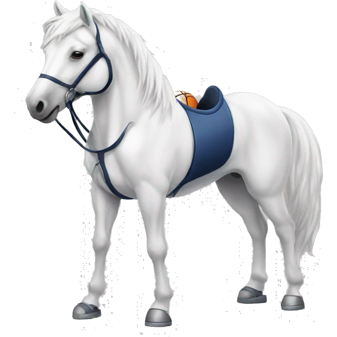 white horse with basketball emoji