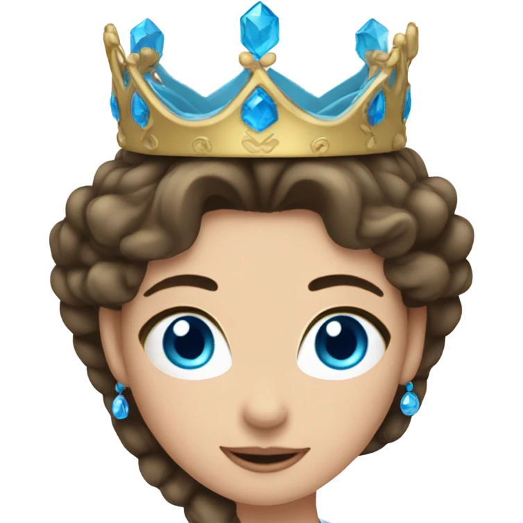 Brunette with blue eyes princess wearing a crown  emoji