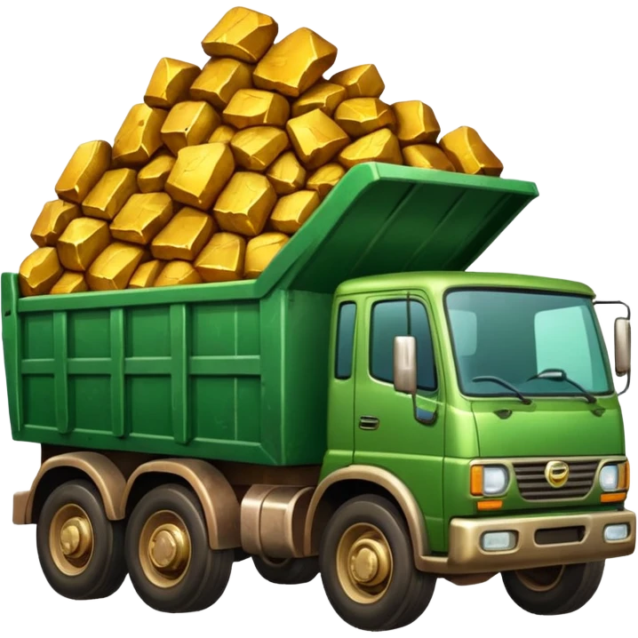 green truck with gold ore emoji