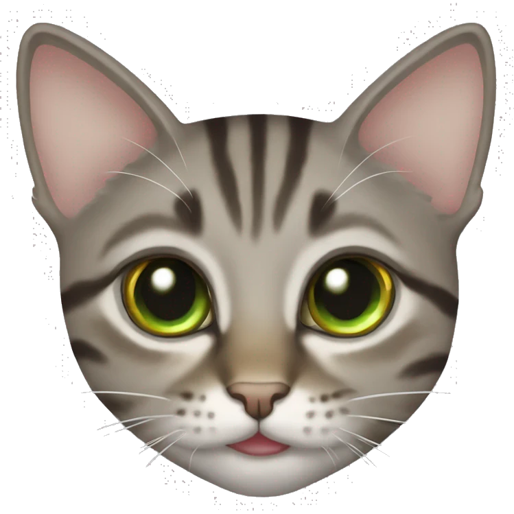 Tabby cat grey brown green eyes happy emoji