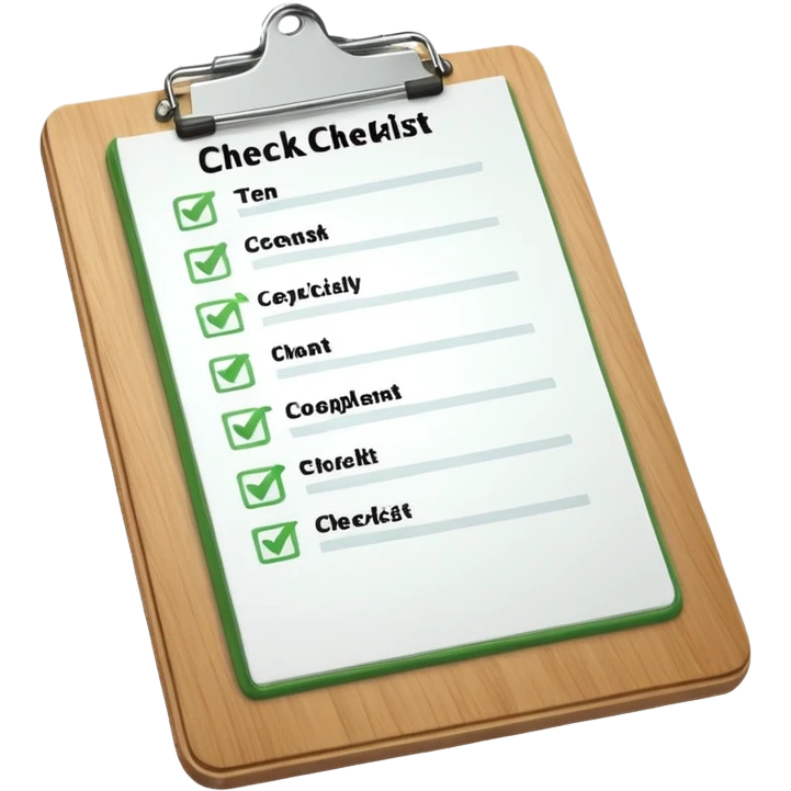 checklist on a clipboard with a green checklist emoji