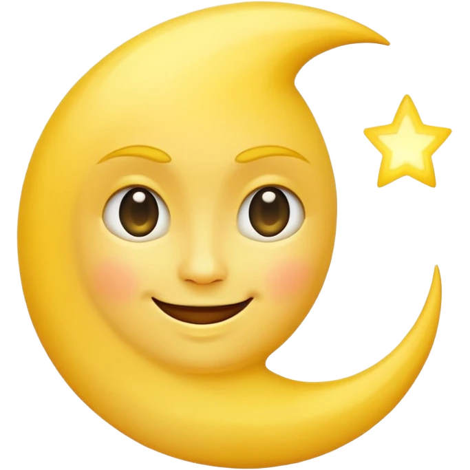 crescent moon with a face emoji