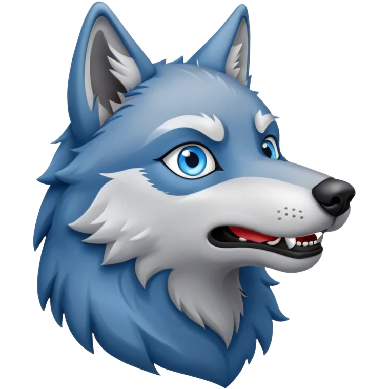 Howling blue eyed wolf emoji