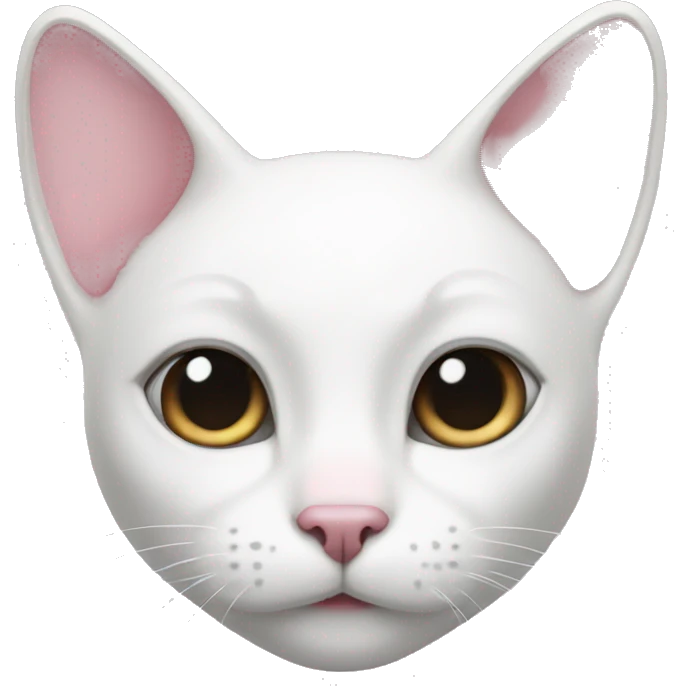 White cat with black ears white face pink nose emoji