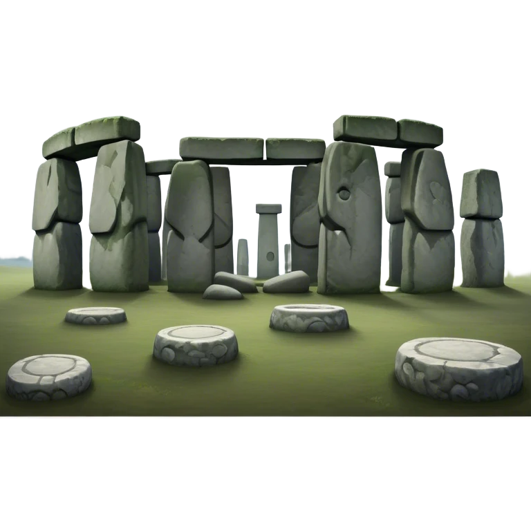 Cinematic Realistic Stonehenge Landscape Emoji, depicted with ancient, mysterious stone circles set against a moody sky, rendered with atmospheric lighting and detailed textures that evoke its prehistoric allure. emoji