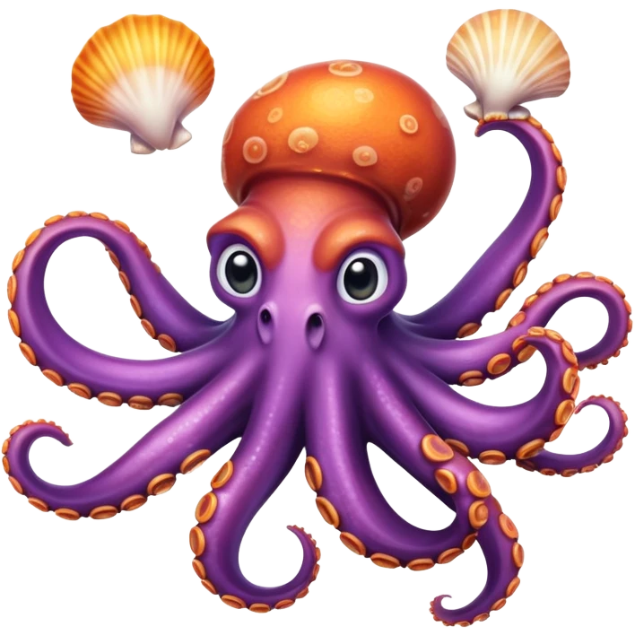 Octopus juggling seashells emoji