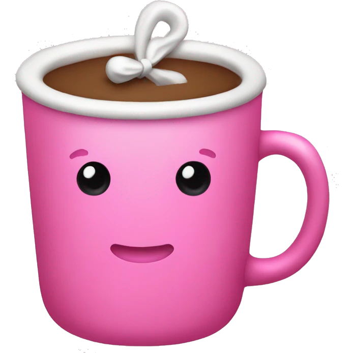 Hot coco pink cup with a bow emoji