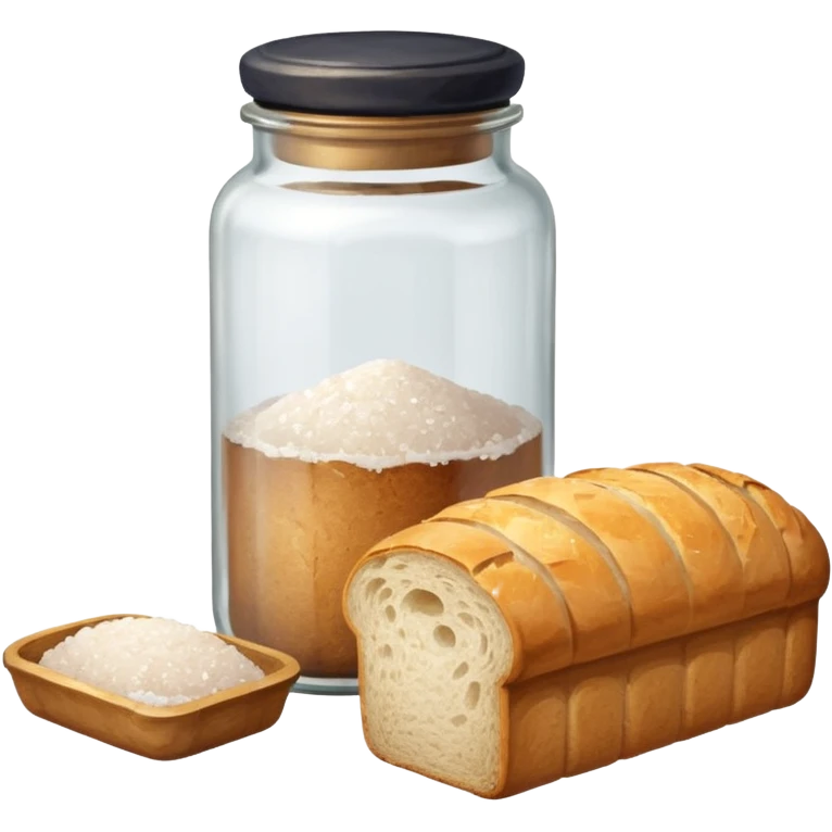 a one victorian bottle of salt and a loaf of bread emoji