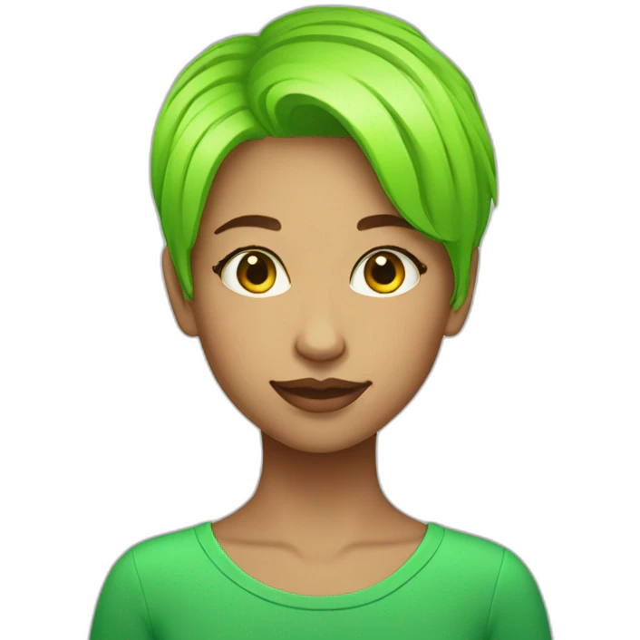 Fluorescent Green short hair girl emoji