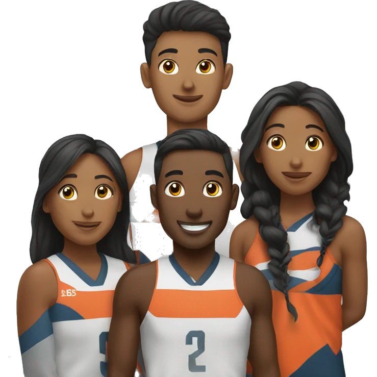 ethnic team raising fis emoji