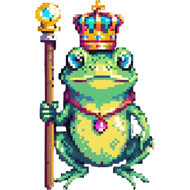 crowned frog with a scepter emoji