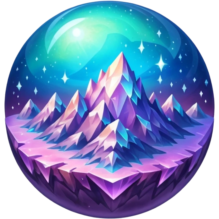 icon planet, crystal Planet, surface covered in glowing crystals mountains and dust emoji