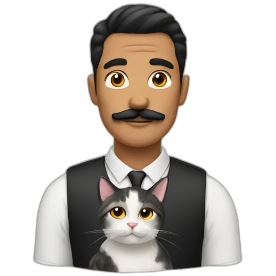 man with 3 cats and a black moustache emoji