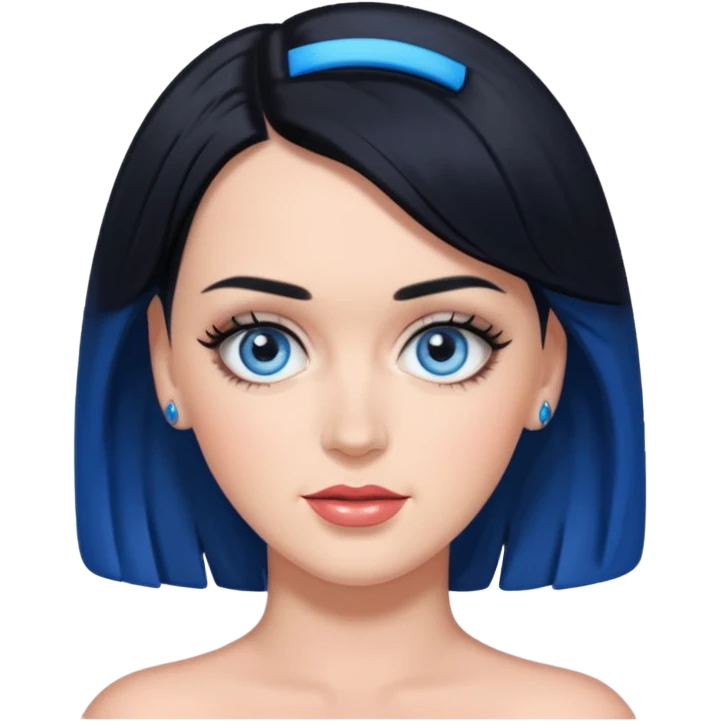 Katy Perry with blue eyes, black hair emoji