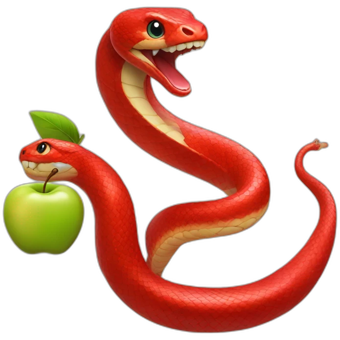 red snake with an apple emoji