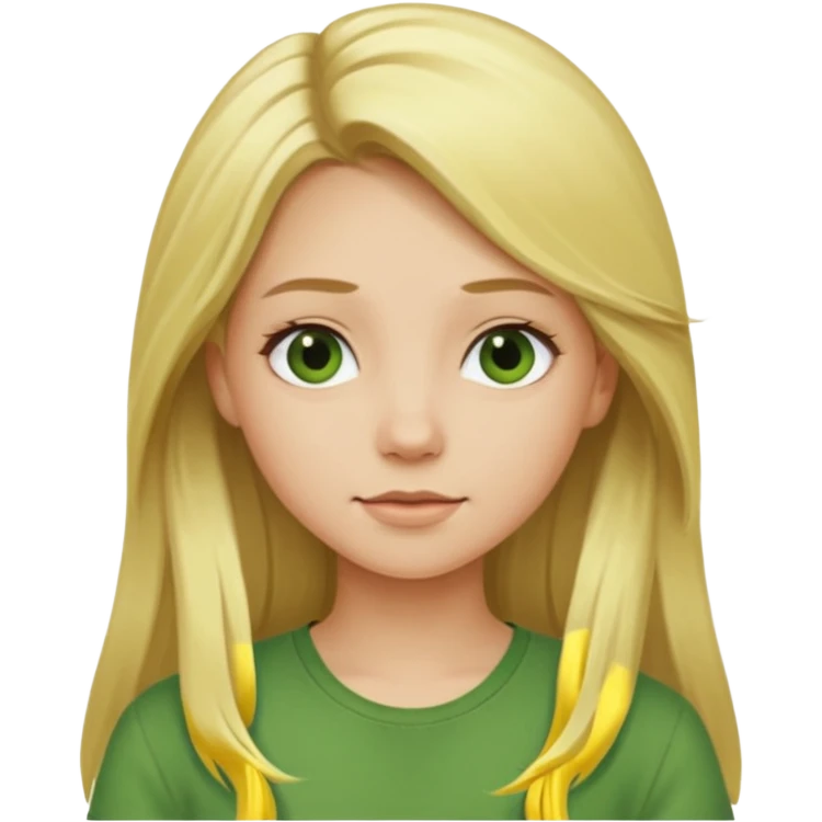 blonde long hair girl green top emoji