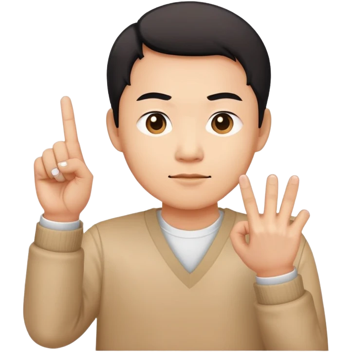 Victor Wong holding up only middle finger emoji