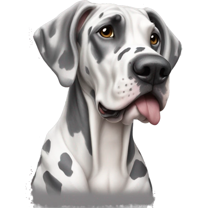 Gray and white harlequin Great Dane sitting emoji