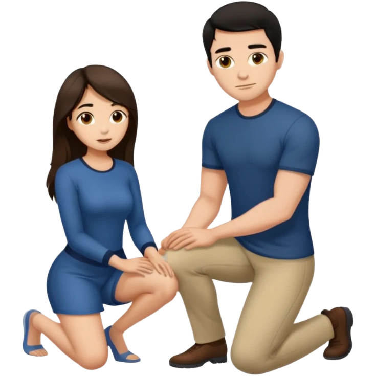 Mulher ajoelhada,e um homem em pé emoji