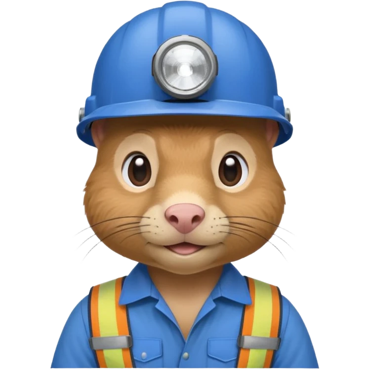 a mole rat, blue helmet, headlamp, worker cloth emoji
