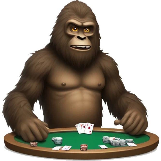 Bigfoot playing poker emoji