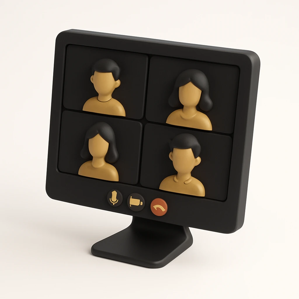 virtual zoom meeting video conference on a computer screen emoji