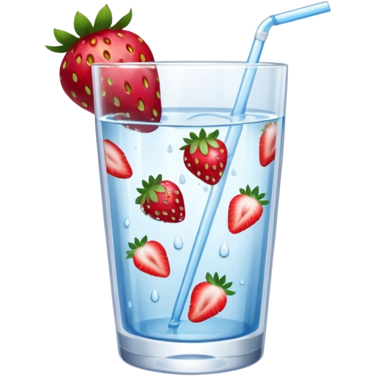 glass of water with strawberry slices emoji