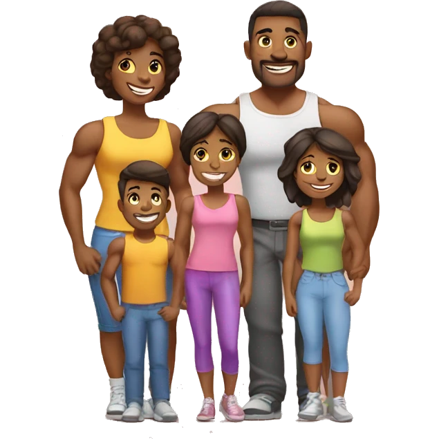 happy muscular family emoji