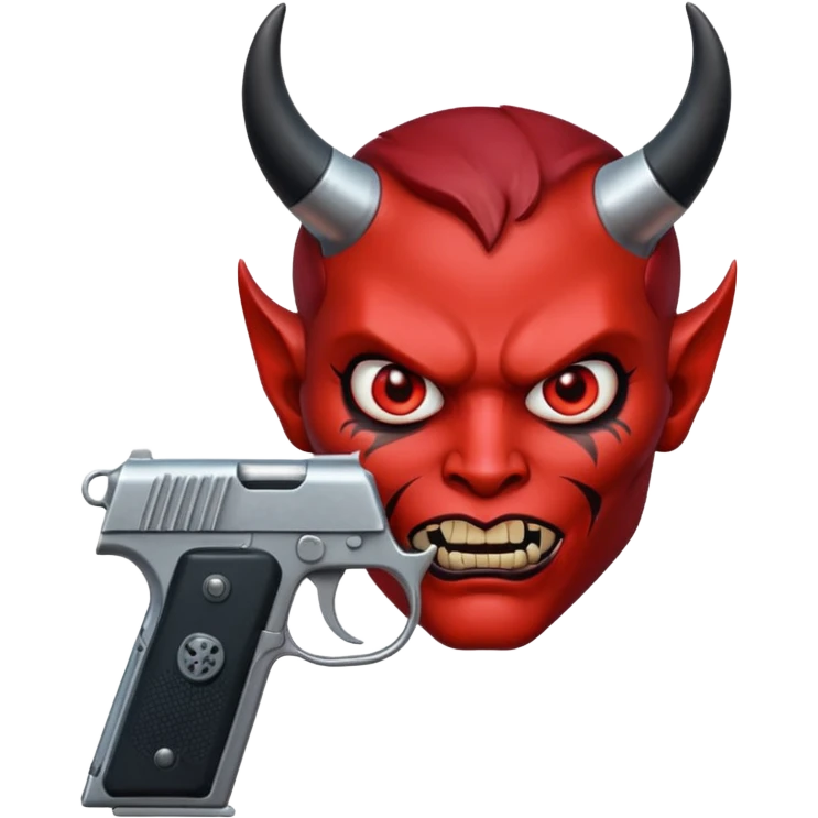 Una cara de diablo  con una pistola emoji