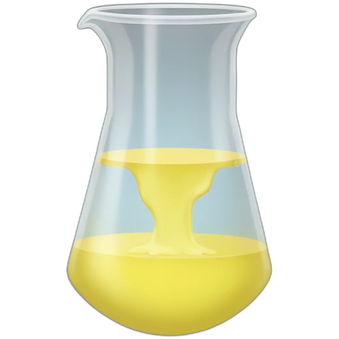 beaker with faint yellow fluid without face emoji
